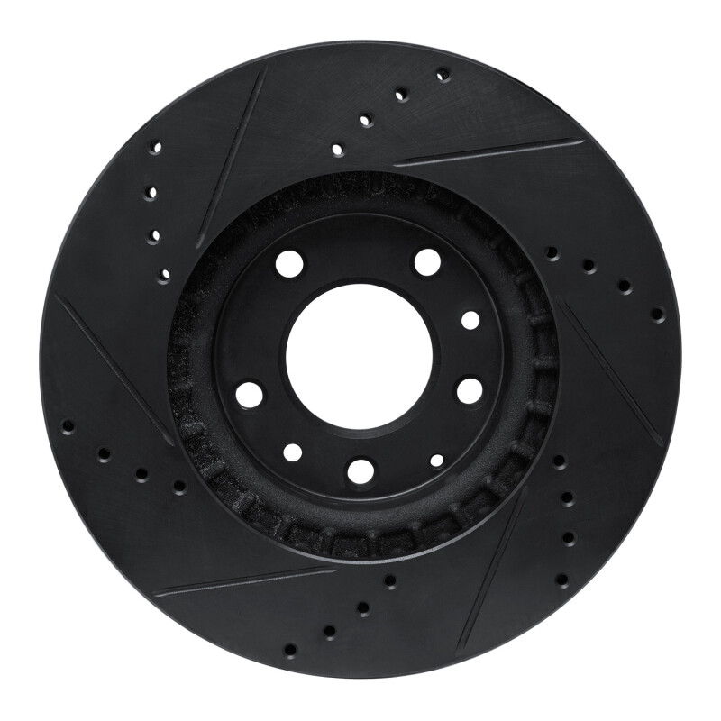 Mazda CX-7 Brake Rotor (1) - Front Right - R1 Concepts - Drilled & Slotted - Black - `07-`12